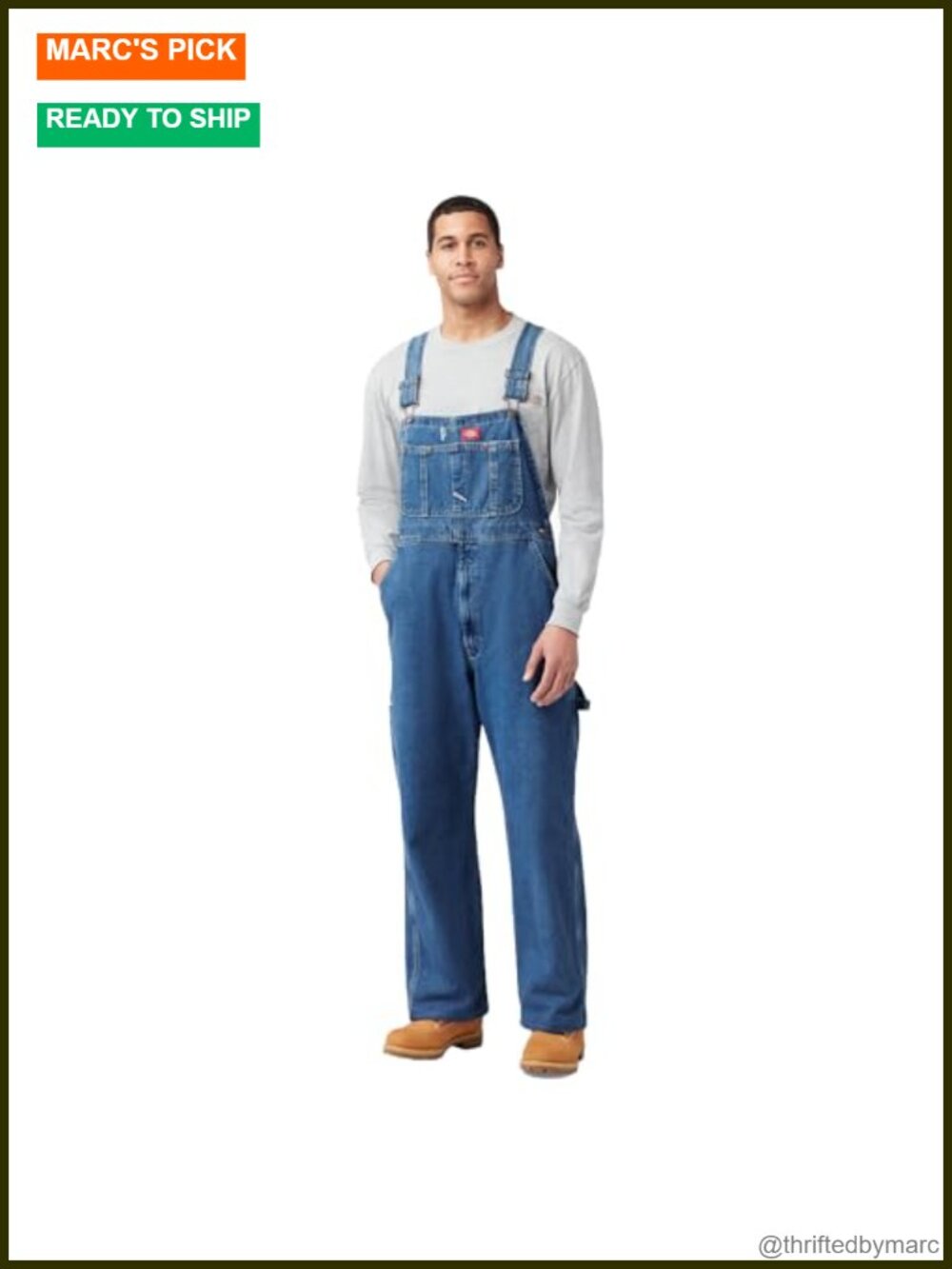 Men's Cotton Denim Bib Overall Triple Stitched Work Utility